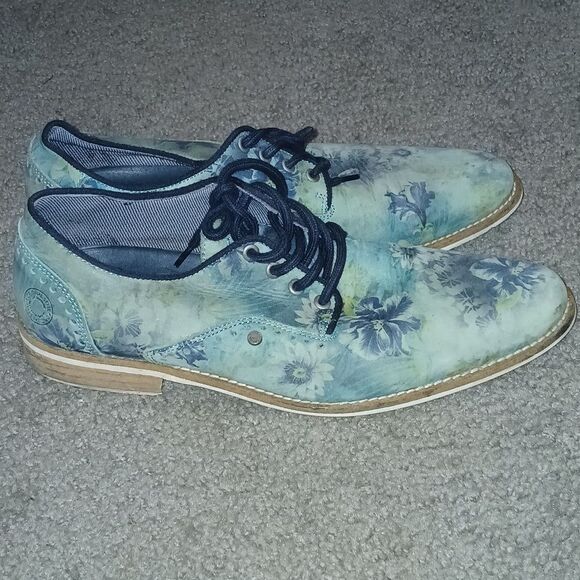 Steve Madden original style Prosper leather blue floral print shoes Sz 8 - Picture 5 of 9